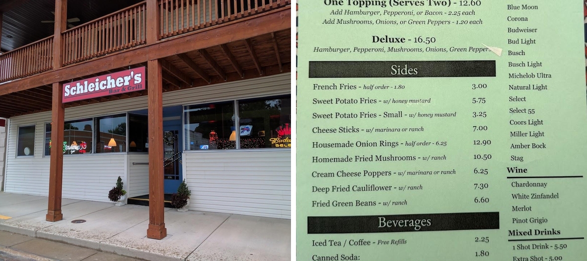 Schleicher's Bar & Grill Menu